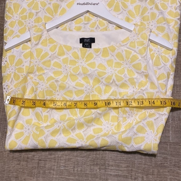 F & F Sunshine Yellow Floral Mesh MIDI Sundress | Size 4 - Picture 8 of 9